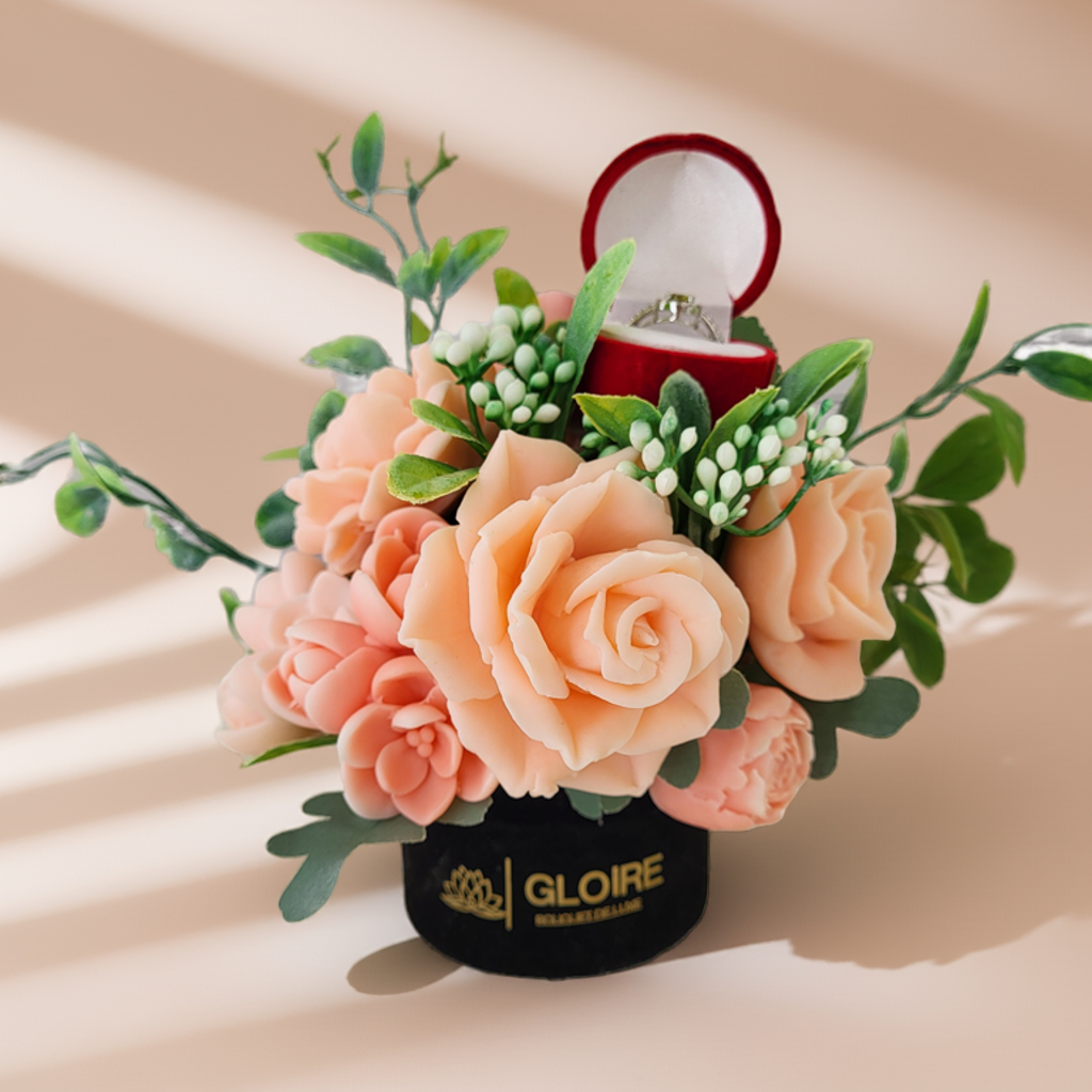 💍 Douce Promesse – Μπουκέτο Σαπουνιών με Θήκη Δαχτυλιδιού