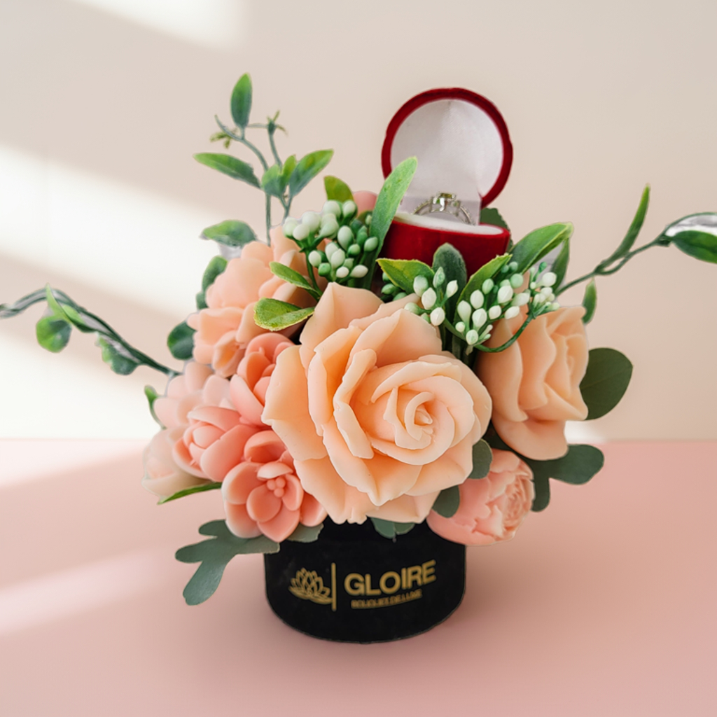 💍 Douce Promesse – Μπουκέτο Σαπουνιών με Θήκη Δαχτυλιδιού