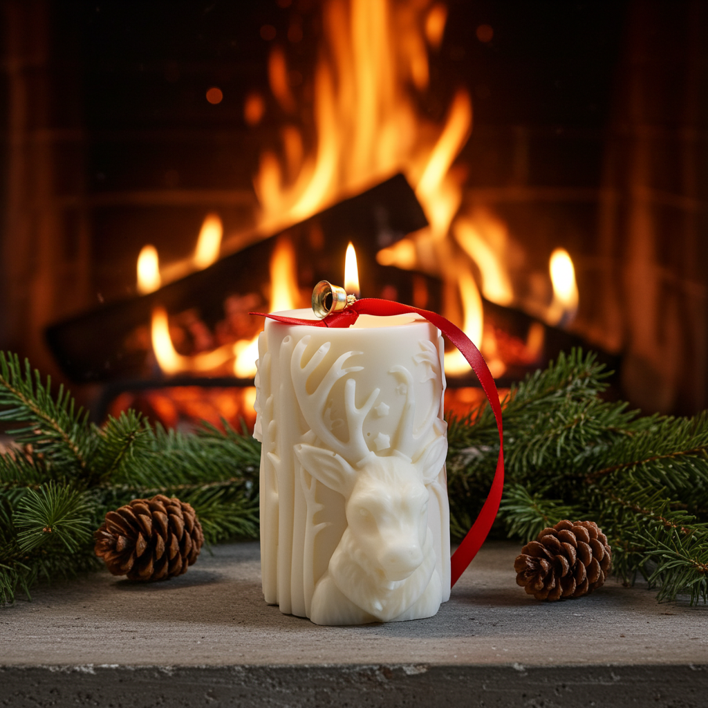 Χριστουγεννιάτικο διακοσμητικό κερί τάρανδος