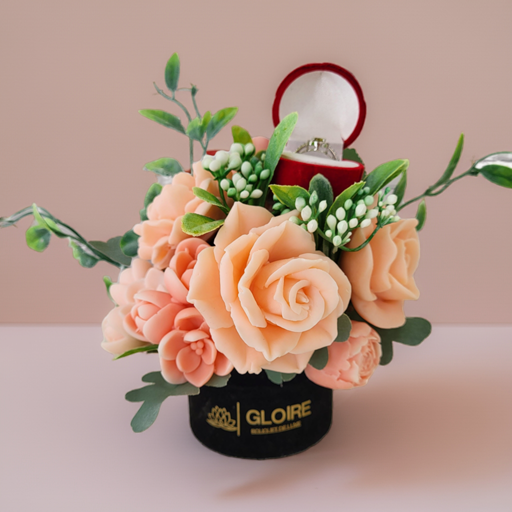 💍 Douce Promesse – Μπουκέτο Σαπουνιών με Θήκη Δαχτυλιδιού